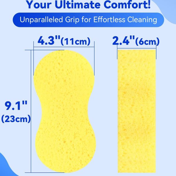 5-Pack Car Wash Sponges, 9.1" x 4.3" x 2.4" Large Sponges, Extra Thick Foam Kit for All-Purpose Cleaning, Ideal Washing Sponges for Kitchen, Bathroom, Household