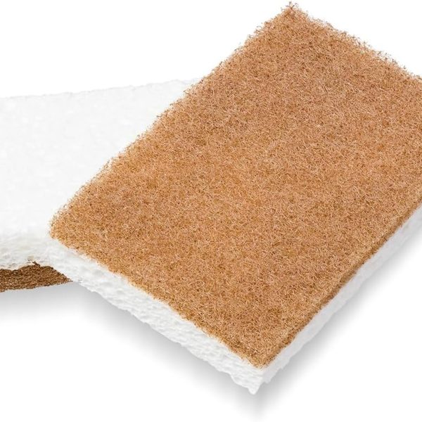 In A Nutshell Walnut Scrubber Sponges – Pack of 2 Non-Scratch Natural Kitchen Scrubbies for Dishes and Household Cleaning